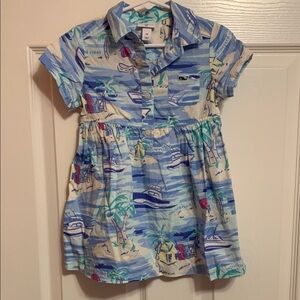 Vineyard Vines Kids Tropical Print Button Down Shirt - Blue and Green